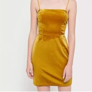 Urban Outfitters genova velvet mini dress in gold